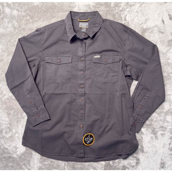 Ariat Rebar Gray Make Tough Dura Stretch Classic Fit Work Shirt Mens Size XL - Picture 1 of 14